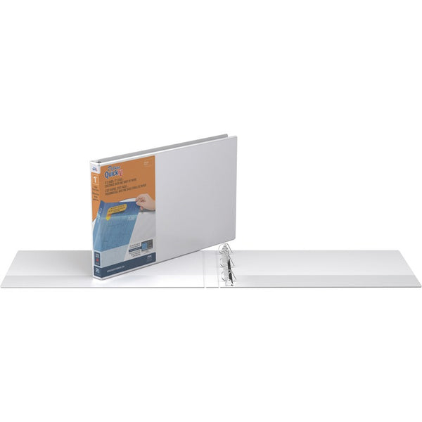 QuickFit QuickFit Ledger D-Ring View Binder, 3 Rings, 1" Capacity, 11 x 17, White (STW94010) Each