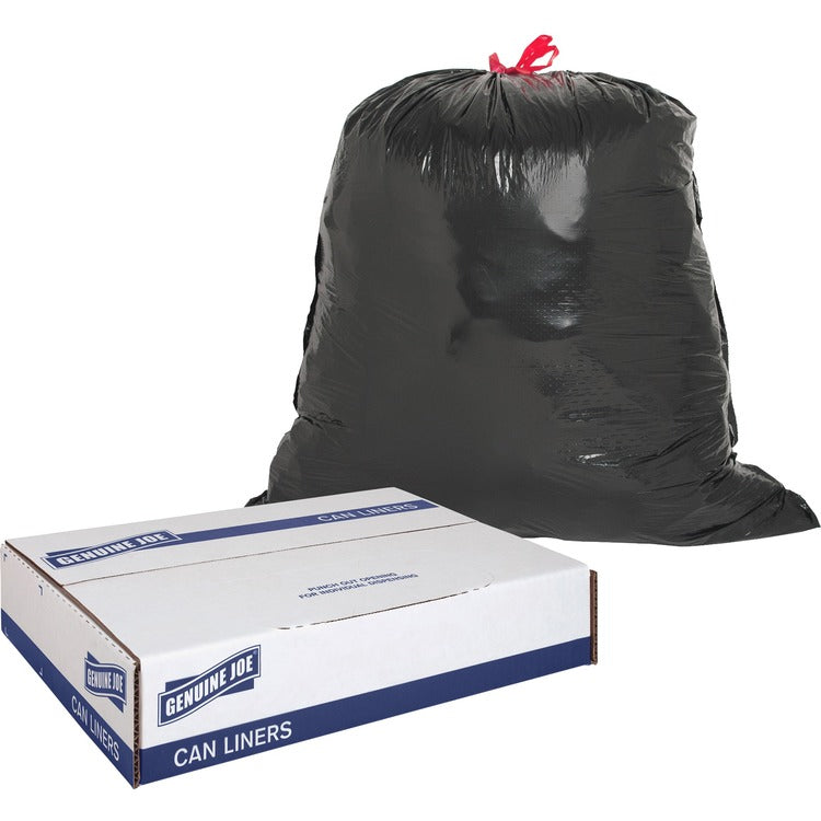 Genuine Joe Black Drawstring Trash Bags, 30 Gallon, 1.05 Mil, 30" X 32", Box of 42 (GJO01230)