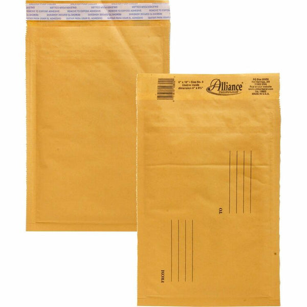 Alliance Rubber Envelopes #0, Self Sealing, Bubble Cushioned, 6&quot; x 10&quot; (ALL10802) Case of 25