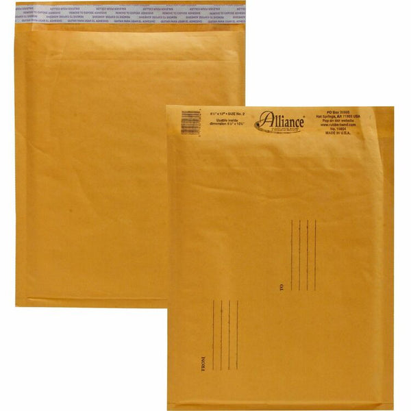 Alliance Rubber Envelopes #2, Self Sealing, Bubble Cushioned, 8 1/2&quot; x 12&quot; (ALL10804) Case of 25