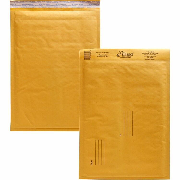 Alliance Rubber Envelopes #4, Self Sealing, Bubble Cushioned, 9 1/2&quot; x 14 1/2&quot; (ALL10806) Case of 25