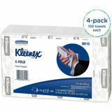 Kleenex C-Fold Hand Towels, 1 Ply, C-fold, 10.10" x 13.25", White, 150/Bag, 4/Pack (KCC88115) Pack of 4