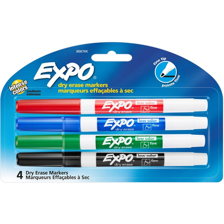 Expo Dry-erase Markers, Fine Point, Nontoxic, Assorted (SAN86674K) Pack of 4