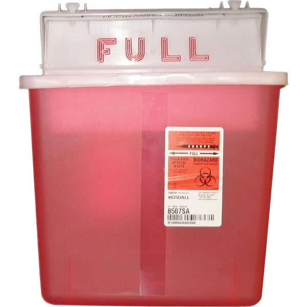 Covidien Sharps Containers, Polypropylene, 5 qt, 4 3/4 x 10 3/4 x 11 1/2, Red (CVDK5SS1007SA) Each