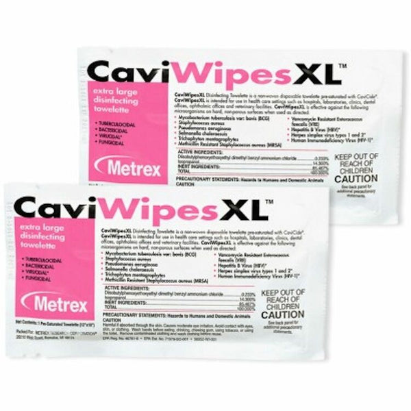 Metrex Disinfectant Wipes, X-Large, Individual Packs, 10" x 12", 50/BX (MRXMACW078155) Box of 50