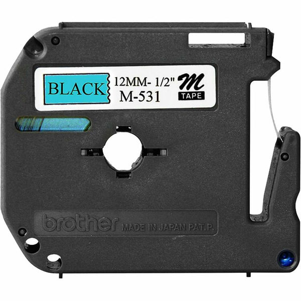 Brother M Series Tape Cartridge for P-Touch Labelers, 0.47" x 26.2 ft, Black on Blue (BRTM531)