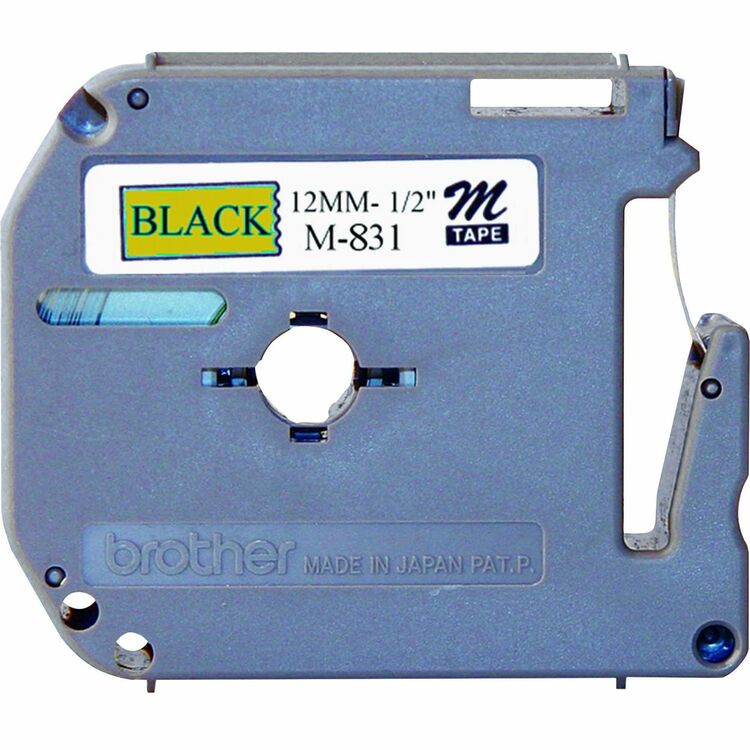 Brother M Series Tape Cartridge for P-Touch Labelers, 0.47" x 26.2 ft, Black on Gold (BRTM831)