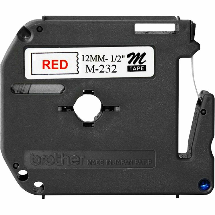 Brother M Series Tape Cartridge for P-Touch Labelers, 0.5" x 26.2 ft, Red on White (BRTMK232)