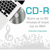 Maxell CD-R700 CD Recordable Media, Light Green, CD-R, 48x, 700 MB, 120mm, 1.33 Hour Maximum Recording Time, 25/Pack (MAX648445) Pack of 25