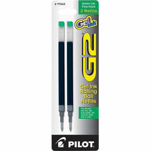 Pilot Refill for Pilot Gel Pens, Fine Point, Green Ink, 2/Pack (PIL77243)