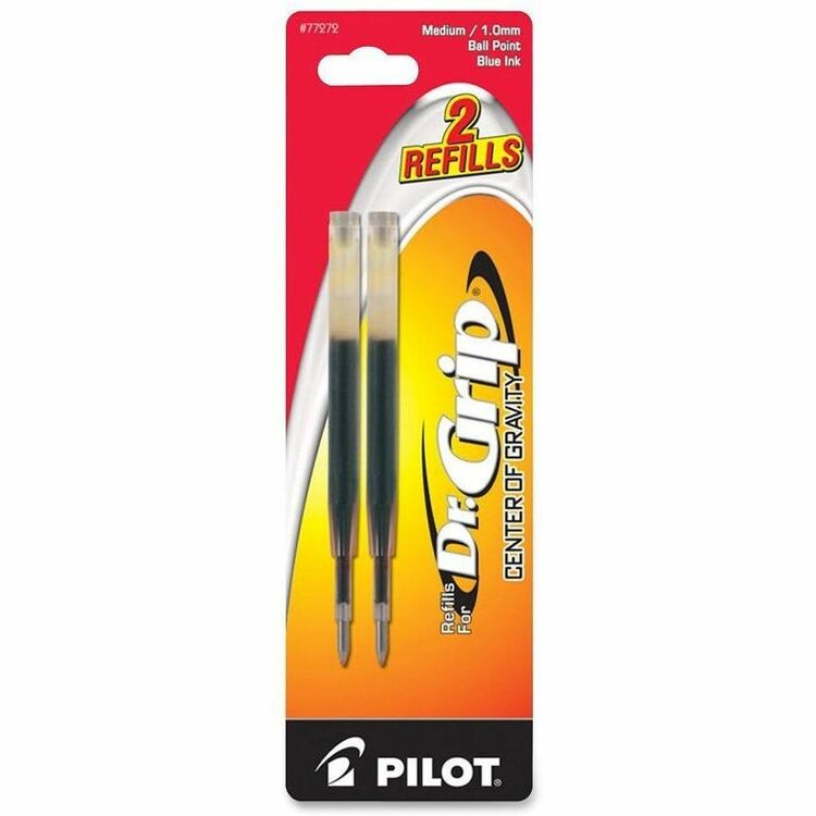 Pilot Dr Grip Center Of Gravity Ball Point Pen Refill, Medium Point, Blue Ink, Pack of 2 (PIL77272) Pack of 2