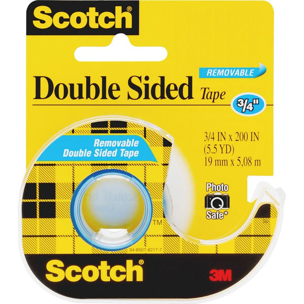 Scotch Double-Sided Tape, Removable, 3/4&quot;x200&quot;, Transparent (MMM238)