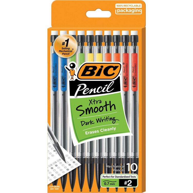 BIC Mechanical Pencils, Mini, .7mm w/ 3 Leads, 10/PK, Assorted (BICMPP101) Pack of 10