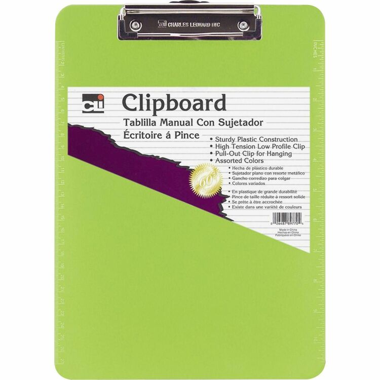 CLI Plastic Neon Clipboard, Green (LEO89725)