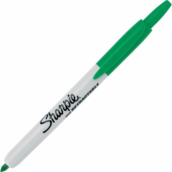 Sharpie Marker,Permanent,Retractable,Fine Point,Green (SAN36704)