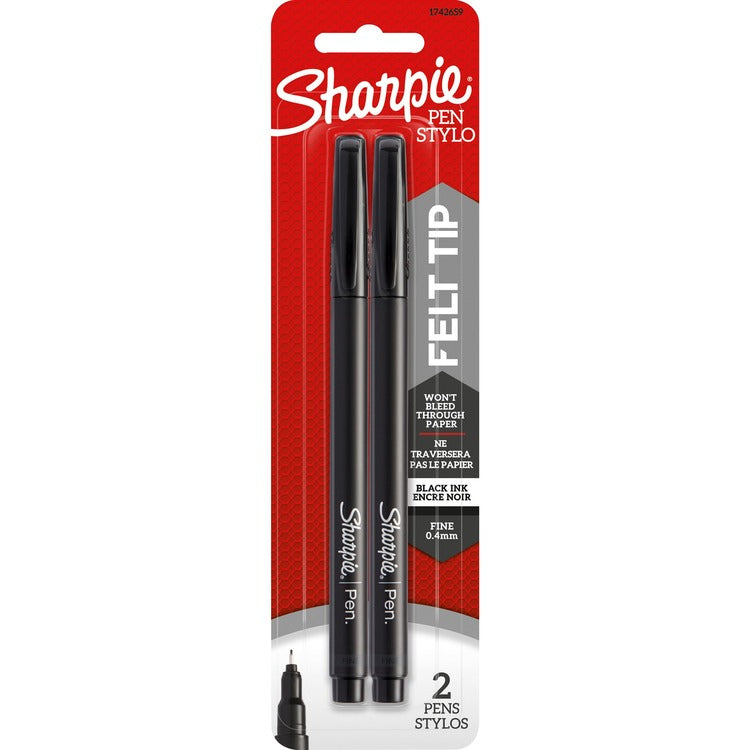 Sharpie Pen, Permanent, Fine Point, 2/PK, Black (SAN1742659) Pack of 2 ...