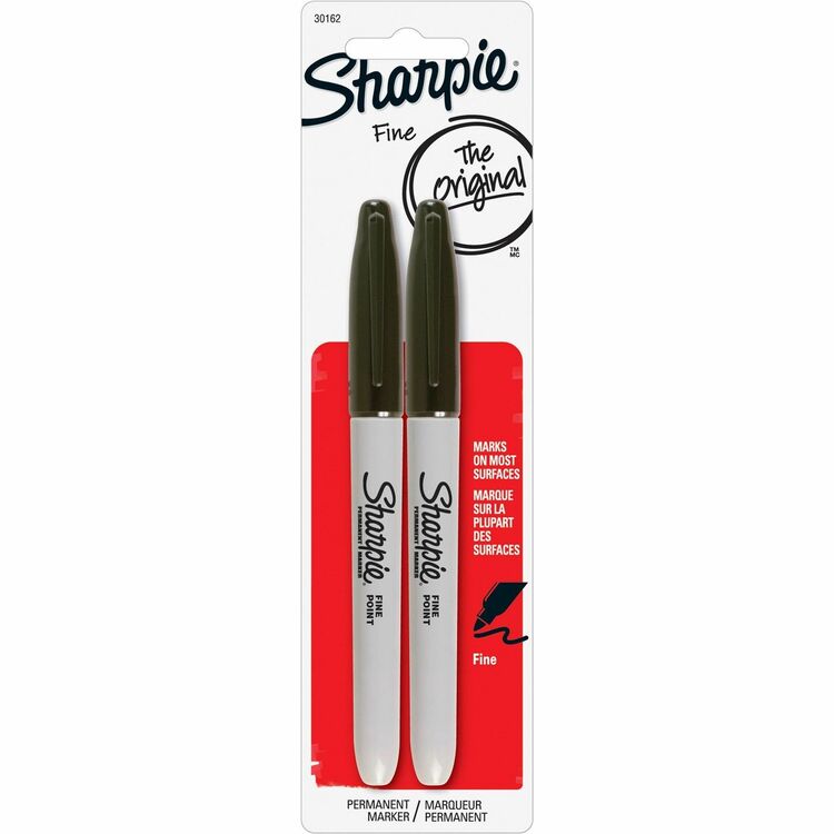 Sharpie Permanent Marker,Fine Point,Non Toxic,2 Count,Black (SAN30162PP) Pack of 2