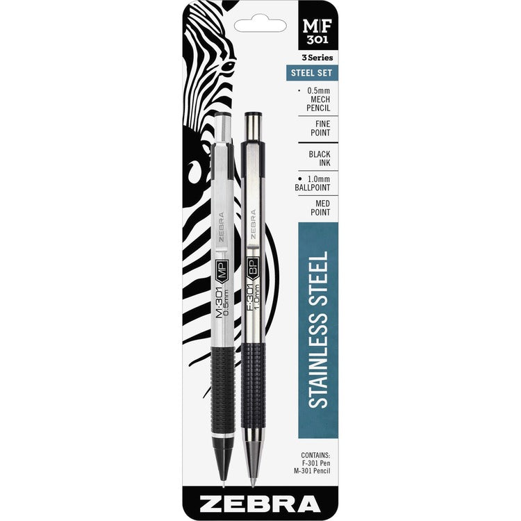 Zebra Ballpoint Pen/Mechanical Pencil, 0.7mm Pen/.5mm Pencil, BK Ink (ZEB57011) Each