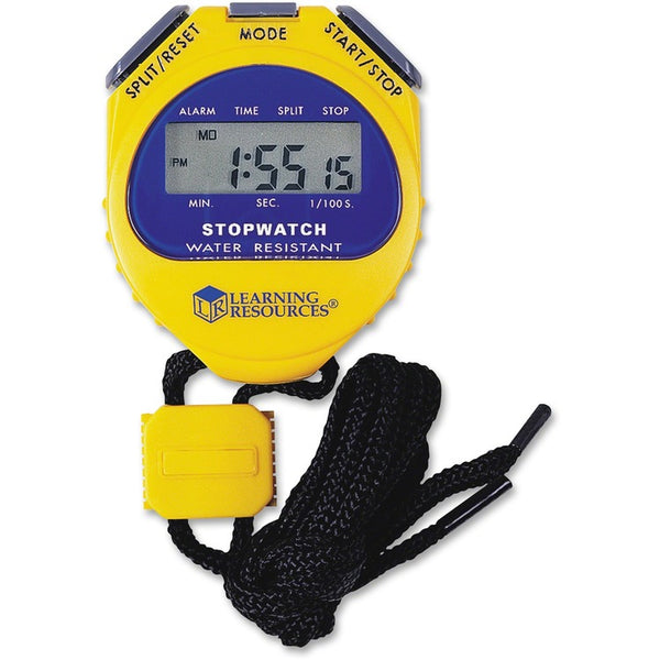 Learning Resources Big Digit Stopwatch, Waterproof, 1/100 Second, Alarm, Yellow (LRNLER0525) Each