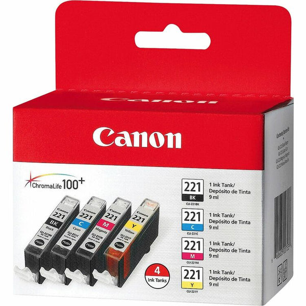 Canon Ink Cartridge, 4/PK, Color (CNMCLI221CLPK)