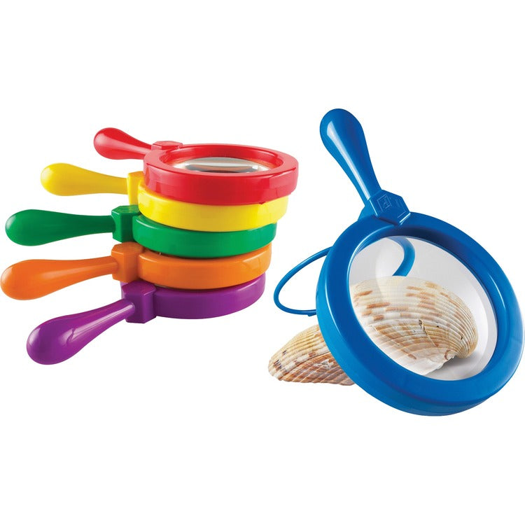 Learning Resources® Jumbo Magnifers Set, 4.5X Plastic Lens, 4.5" dia, Assorted Colors, 6 Magnifiers (LRNLER2774) Each