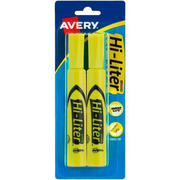 Avery&reg; Hi Liter&reg; Desk Style Highlighter, Chisel Point, Fluorescent Yellow (AVE24081)