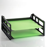 Officemate Side Load Letter Tray, 2.75" x 13.18" x 9", Desktop, Stackable, Durable, Black, Plastic, 2/Pack (OIC21022) Pack of 2