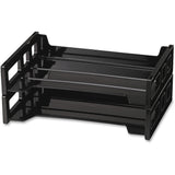 Officemate Side Load Letter Tray, 2.75" x 13.18" x 9", Desktop, Stackable, Durable, Black, Plastic, 2/Pack (OIC21022) Pack of 2