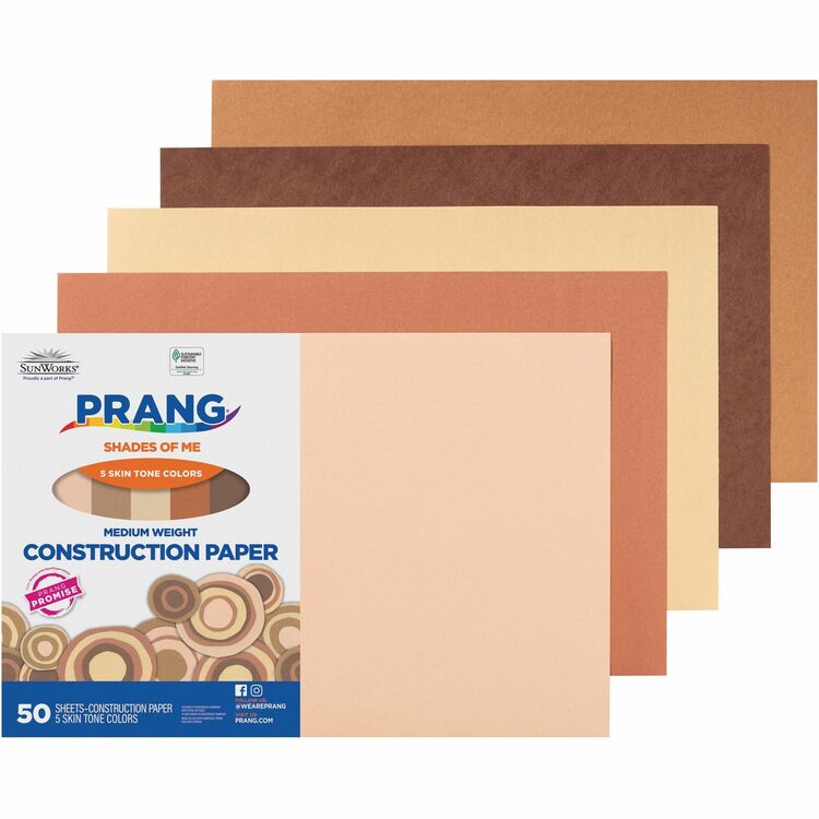 Prang Multicultural Construction Paper, 12 x 18, Ten Skintone Hues, 50 Sheets/pk (PAC9512) Pack of 50