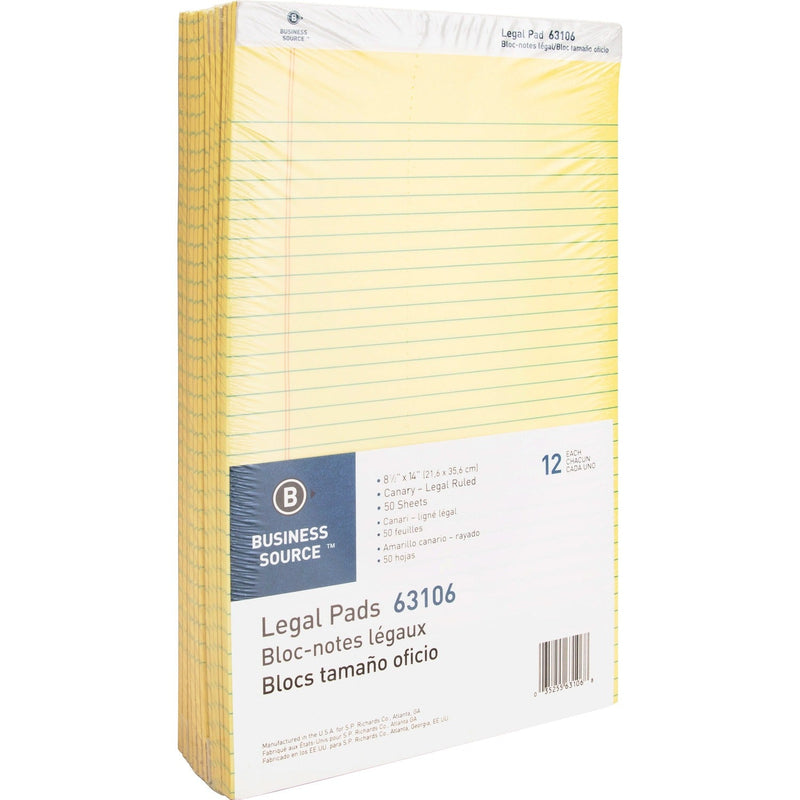 Business Source Pad, Micro-Perforated, Legal Rld, 50 Sheets, 8-1/2&quot; x 14&quot; 12/DZ, CA (BSN63106) 1 Dozen