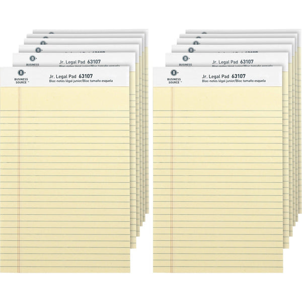 Business Source Pad, Micro-Perforated, Jr. Legal Rld, 50 Sh, 5&quot; x 8&quot; 12/DZ, Canary (BSN63107) 1 Dozen