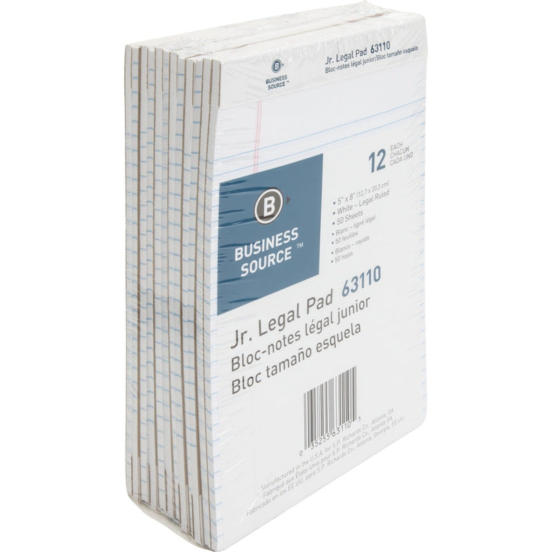 Business Source Pad, Micro-Perforated, Jr. Legal Rld, 50 Sh, 5&quot; x 8&quot; 12/DZ, White (BSN63110) 1 Dozen