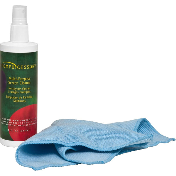Compucessory Screen Cleaner, W/Microfiber Cloth, Spray Bottle, No Alcohol (CCS56268) 1 Kit