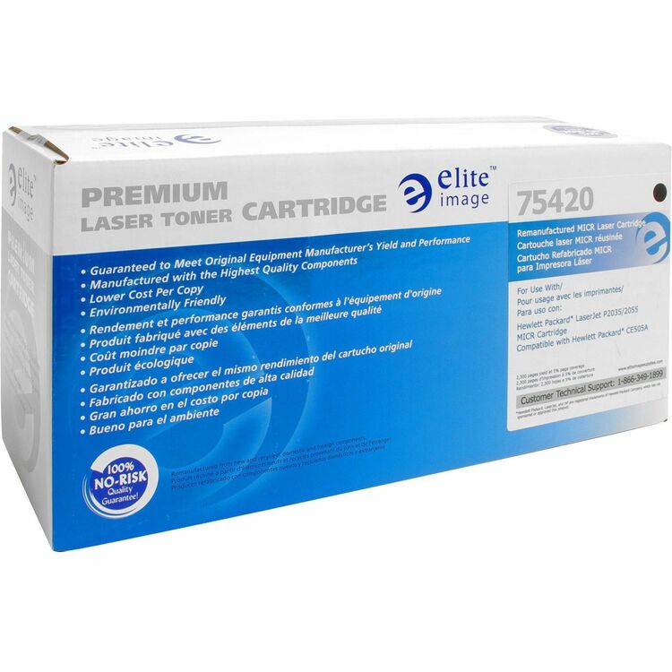 Elite Image Remanufactured MICR Toner Cartridge, Alternative for HP 05A (CE505A), Laser, 2300 Pages, Black, 1 Each (ELI75420) Each