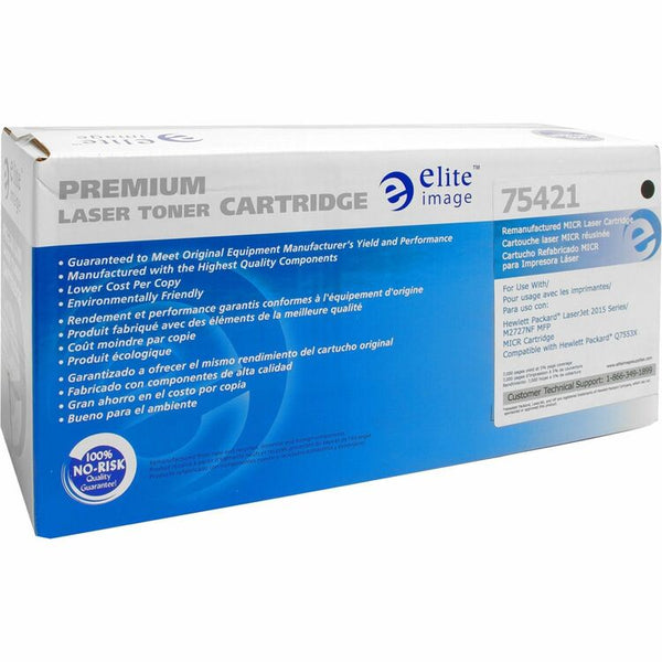 Elite Image Remanufactured MICR Toner Cartridge, Alternative for HP 53X (Q7553X), Laser, 7000 Pages, Black, 1 Each (ELI75421) Each