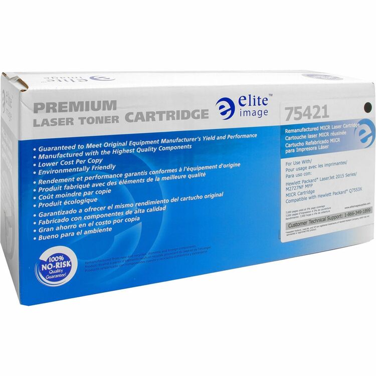Elite Image Remanufactured MICR Toner Cartridge, Alternative for HP 53X (Q7553X), Laser, 7000 Pages, Black, 1 Each (ELI75421) Each
