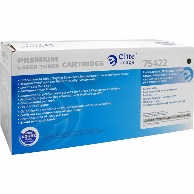 Elite Image Remanufactured MICR Toner Cartridge, Alternative for HP 05X (CE505X), Laser, 6500 Pages, Black, 1 Each (ELI75422) Each