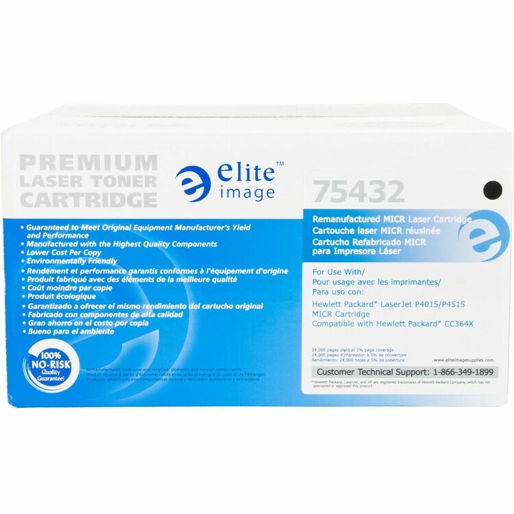 Elite Image Remanufactured MICR Toner Cartridge, Alternative for HP 64X (CC364X), Laser, 24000 Pages, Black, 1 Each (ELI75432) Each