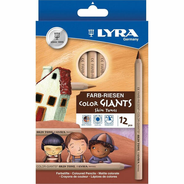 Lyra Color Pencils,Hexagon, 6.25mm Core,12/ST,Skin Tones (DIX3931124) Set of 12