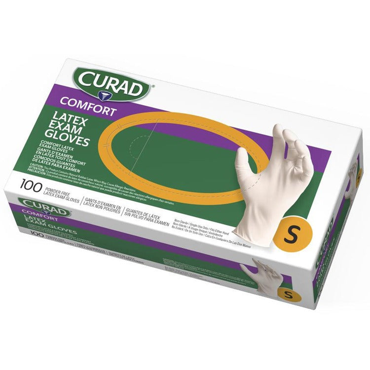 Curad Latex Exam Gloves, Powder-Free, Small, 100/Box (MIICUR8104)