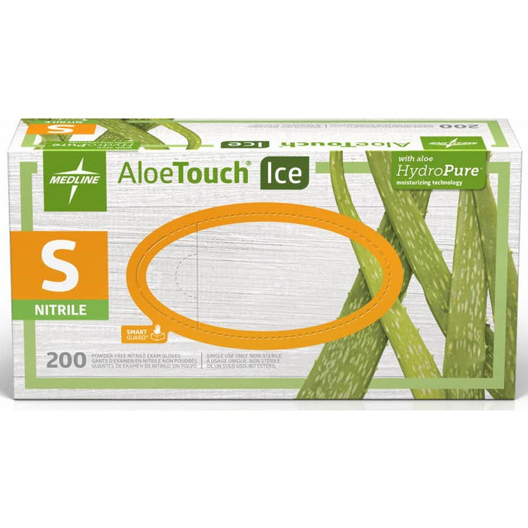 Medline Aloetouch Ice Nitrile Exam Gloves, Small, Green, 200/Box (MIIMDS195284)