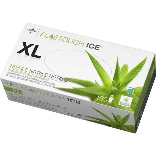 Medline Aloetouch Ice Nitrile Exam Gloves, X-Large, Green, 180/Box (MIIMDS195287)