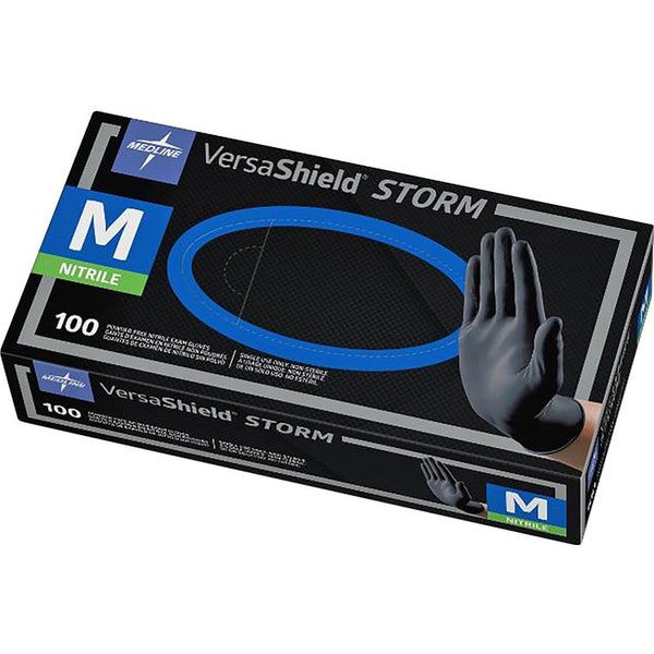 Medline Venom Nitrile Exam Gloves, Medium, Black, Powder-Free, 100/Box (MIIMG6112)