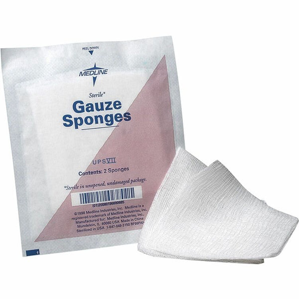 Medline Gauze Sponges, Cotton Woven, 3&quot;x3&quot;, 12 Ply, 80/PK, White (MIINON21422)