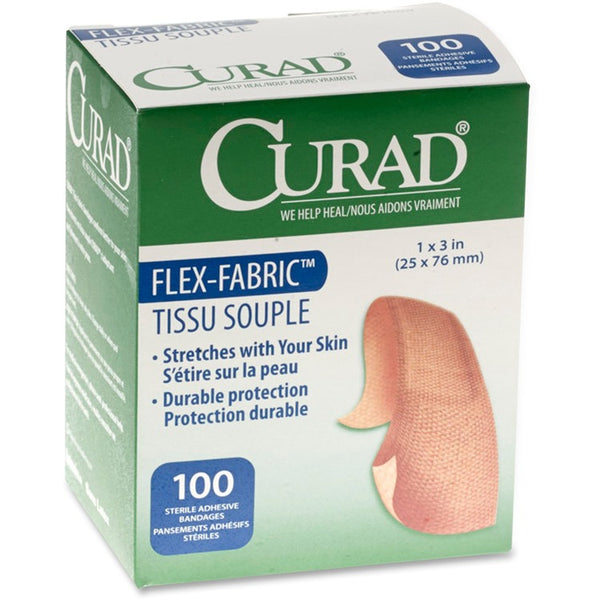 Medline Adhesive Bandages, Flex Fabric, 1&quot;x3&quot;, 100/BX (MIINON25660)