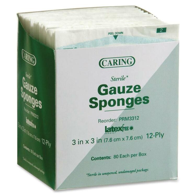 Medline Gauze Sponges, Sterile, 3&quot;x3&quot;, 12 Ply, 80/PK, White (MIIPRM3312)