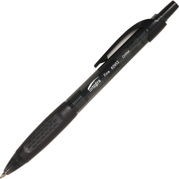 Integra Ballpoint Pen, Retractable, Fine Point, Black Barrel/Ink (ITA82952)