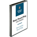 Business Source Round-ring View Binder, 1/2", Letter, 8 1/2" x 11", 125 Sheet Capacity, Black (BSN09950) Each