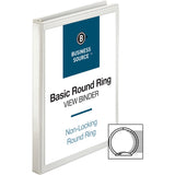 Business Source Round-ring View Binder, 1/2", Letter, 8 1/2" x 11", 125 Sheet Capacity, White (BSN09951) Each