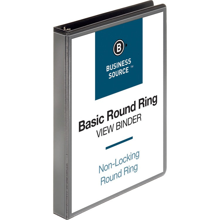 Business Source View Binder, w/ 2 Inside Pockets, 1&quot; Capacity, Black (BSN09952) Each